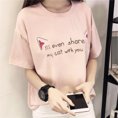 Ukuran Besar Baju Wanita Pakaian Musim Panas Model Baru Lengan Pendek Baju Kaos Wanita 150 Pon Lemak MM Longgar Adik Perempuan Gemuk Busana Musim Semi 2017 Lengan Pendek Versi Korea