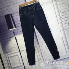 Rp 246.200. MM Versi Korea Baru Tipis Ketat Celana Pensil Pinggang Tinggi Celana Jeans (Biru Tua)IDR246200