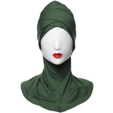 Modal Double Cross Long Muslim Malaysia's Ethnic Jilbab Syal Sorban Hijau Army (Intl)-Intl