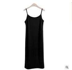 Modal Musim Panas Wanita Tank Top Yang Bisa Dipadukan Gaun Dress Tanpa Lengan (Hitam)