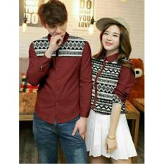 MODEL-BAJU COUPLE KEMEJA PASANGAN MOBUTTON ( MAROON )
