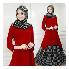 MODEL BAJU TERBARU!!! Setelan Hijab Maurah Navy 3in1 ( Atasan Tunik + Bawahan Rok + Pasmina ) Model Gamis Modern & Kekinian, Bikin Siapa Pun Yg Memakainya Akan Kelihatan Lebih Anggun, Gaul, Trendy, Gaya & Cantik Maksimal ;-)