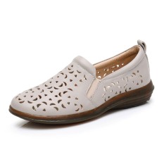 Model Crocs Wanita Musim Semi Dan Musim Gugur Sepatu Kulit Sepatu SLIP ON (Warna Beras)