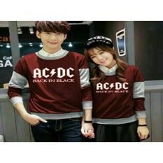 MODEL-KAOS PASANGAN KAOS COPULE BAJU COUPLE LENGAN PANJANG ACDC (MARUN)