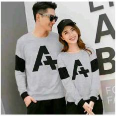MODEL-KAOS PASANGAN KAOS COPULE BAJU COUPLE LENGAN PANJANG AHI (ABU)