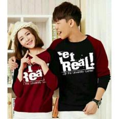 MODEL-KAOS PASANGAN KAOS COPULE BAJU COUPLE LENGAN PANJANG GET REAL! (MARUN HITAM)