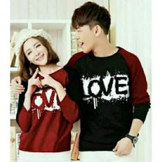MODEL-KAOS PASANGAN KAOS COPULE BAJU COUPLE LENGAN PANJANG KILOVE (MARUN)