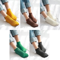 Model Korea Dimuat Musim Panas Kaos Kaki Kaus Kaki Wanita Kain Standar (Grup A Kuning + Kopi + Putih + Hijau + Abu-abu Gelap)