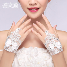 Model Korea Renda Mempelai Wanita Sarung Tangan (Putih Kupu-Kupu Hasil Bagian)