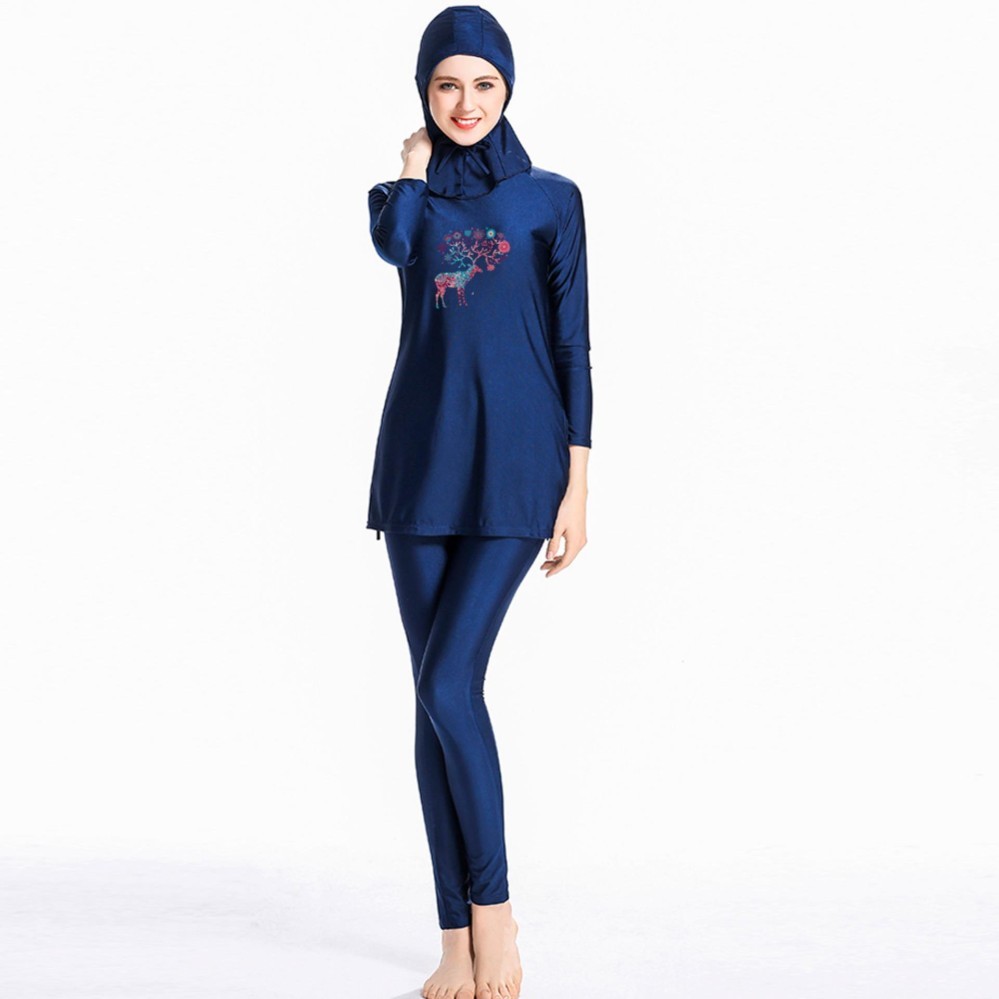 Swimwear Sederhana Panjang Penuh Swimsuit Swimwear Muslim Jilbab Burkini dengan Jilbab-Intl