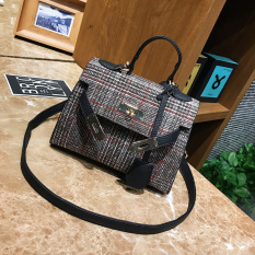 Modis Wol Selempang Miring Tas Besar Tas Model Hermes (Brown)
