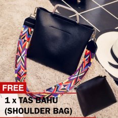 Montana Tas Wanita Korea Trendy 2in1 Ribbon Strap Shoulder Bag - Hitam