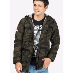 Jaket Parka Army Canvas Pria ISC 32 Hoodie Gunung Motor tebal Casual