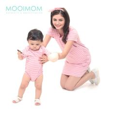 MOOIMOM Comfort Stripe Nursing T-Shirts Dress Couple Set Baju Hamil Menyusui Couple Ibu Anak