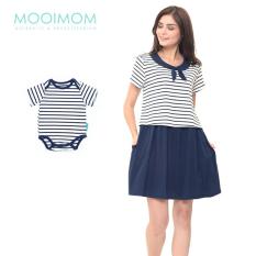 MOOIMOM Scout Look Nursing Dress Couple Set Baju Hamil Menyusui Couple Ibu Anak - Navy Boy