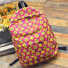 Moonar Fashion Gaya Korea 3D Emoji Percetakan Oxford Anak-anak Sekolah Funny Travel Backpack Shoulder Bag (Rose Merah) -Intl