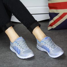 Moonar Olahraga Kasual Fashion untuk Wanita, China Kets Tali Jala Perjalanan Ukuran 36-41 (biru Abu-abu)