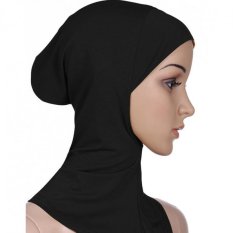 Moonar Islam Wanita Muslim Memakai Pelindung Kepala/Syal Penutup Leher Kapas Kain Jilbab Hitam)
