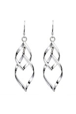 Moonar Fashion Wanita Putih Emas Plating Daun Anting-Anting Perak