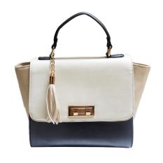 More584 Elegance Trapeze Handbag White - Black / Tas Wanita Putih Hitam
