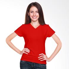 Morning Whistle Basic V-Neck T-Shirt Wanita - Red Cardinal