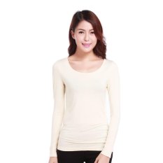 Muslim dan Lainnya Wanita Seksi Round Collar Cocok Lengan Panjang untuk Musim Panas Mengenakan Kaos Pakai Sembarang Bernafas Higroskopisitas Disipasi Panas Yang Sangat Baik Combed Cotton dari Excellent Beige-Intl