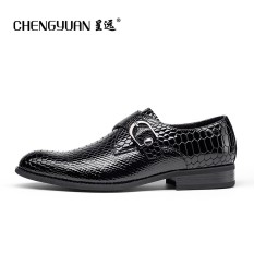 Motif Kulit Ular Pria Musim Semi Dan Musim Gugur Baru Bisnis Kasual Sepatu Pria Formal Sepatu Kulit (Set Kaki Hitam)