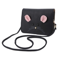 Mouse Shoulder Bag PU Leather Cross Tipe Daerah Mini Saku Telepon untuk Lady (Hitam)-Intl