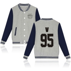 MR Baru Arrival B Bangtan Anak Laki-laki Pria Jaket Hoodie Sweatshirtbaseball Seragam J-hope Jin Jimin V Suga Lengan Panjang jaket Plusmaxi Ukuran XXXXL Tinggi Kualitas Jaket Hoody Sweatshirt untuk Pecinta Pacar V 95 (Grey) -Internasional