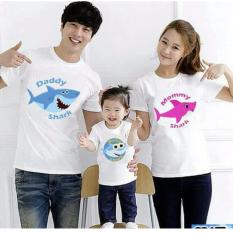 MT'COUPLE- Baju Keluarga T-Shirt Kaos Keluarga / Kaos Couple Family 1 Anak BABY SHARK Putih