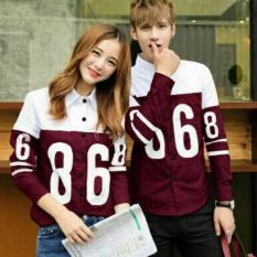MT'COUPLE - Kemeja Couple PEACE 86 Maroon Baju Pasangan Kemeja Pasangan Kemeja