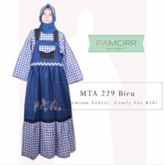 MTA 229 DE Biru 10 (12 tahun) grosir busana / baju muslim anak (gamis)