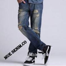 MUE DENIM.CO CELANA PANJANG PRIA MODEL SOBEK BAHAN JEANS STREETS PANTS TERBARU