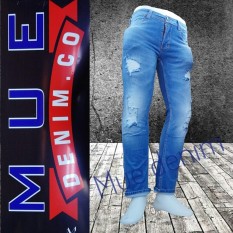 MUE DENIM.CO CELANA PANJANG PRIA MODEL SOBEK BAHAN SOFT JEANS STREETS PANTS TERBARU PRIA