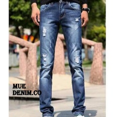 MUE DENIM.CO CELANA PANJANG PRIA MODEL SOBEK SOBEK BAHAN JEANS STREETS PANTS TERBARU