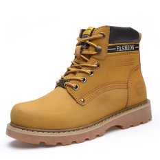 MUJIPOEM Pecinta Fashion Martin Boots Sepatu Kulit Asli Alas Kaki Besar Ukuran 34-46 (Emas)-Intl