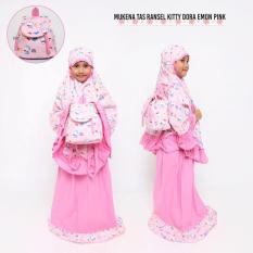 MUKENA ANAK KATUN KITTY DORAEMON PINK TAS RANSEL XL