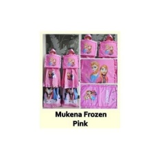 Mukena Anak Perempuan Cewe Frozen Pink Biru Bahan Katun Adem