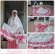 Mukena Anzani Putih Pink