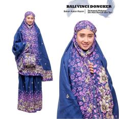 Mukena Bali Cantik Motif Bunga Merambai DVC Terbaru Eksklusif Warna Biru Dongker