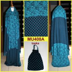 Mukena Bali Motif Bunga Dasar Kotak Semi Jumbo - MU408A (Bunga Toska)