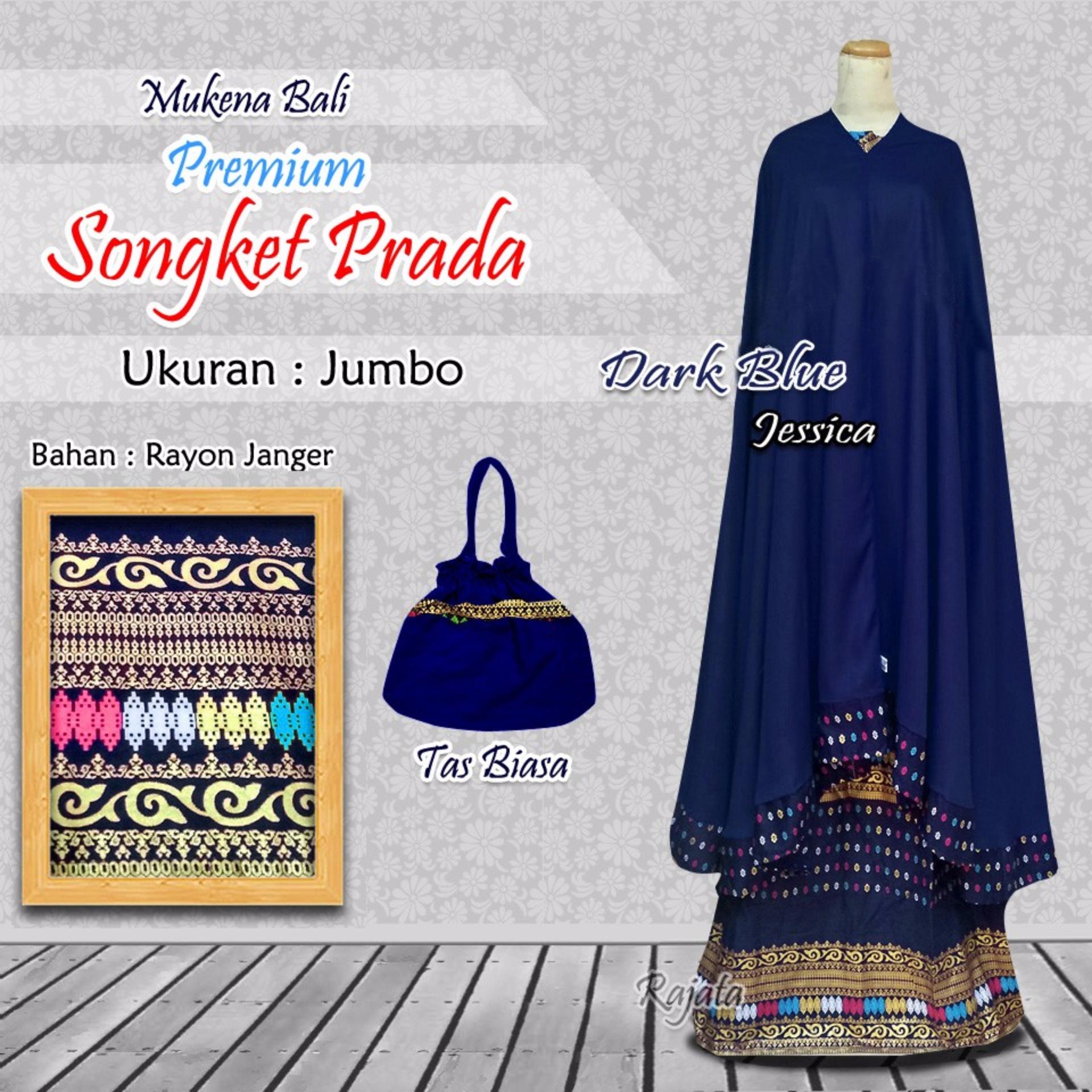 Mukena Bali Rayon Ukuran Jumbo Songket Premium Warna Biru Dark Blue