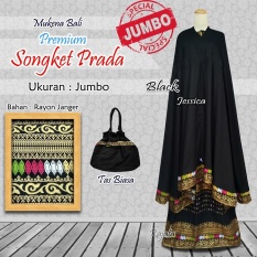 Mukena Bali Rayon Ukuran Jumbo Songket Premium Warna Hitam Black