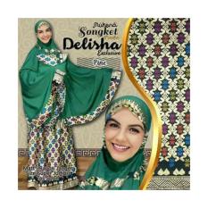Mukena Bali Songket PxxDA Hijau Army Pine Katun Rayon Super Jumbo