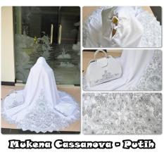 Mukena Cantik Terbaru Semi Sutra Velvet Motif Elegan Putih