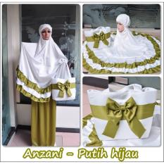 Mukena Dewasa Anzani Putih Hijau