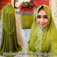 mukena-dubai-berlengan-cantik-elegan-sakura-hijau-lumut-premium-murah MDS
