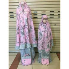 Mukena ibu dan anak katun jepang flower pink
