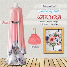 Mukena Rayon Bali Ukuran Jumbo Rampel Sakura Warna Peach Putih