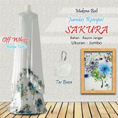 Mukena Rayon Bali Ukuran Jumbo Rampel Sakura Warna Putih Bunga Turkis